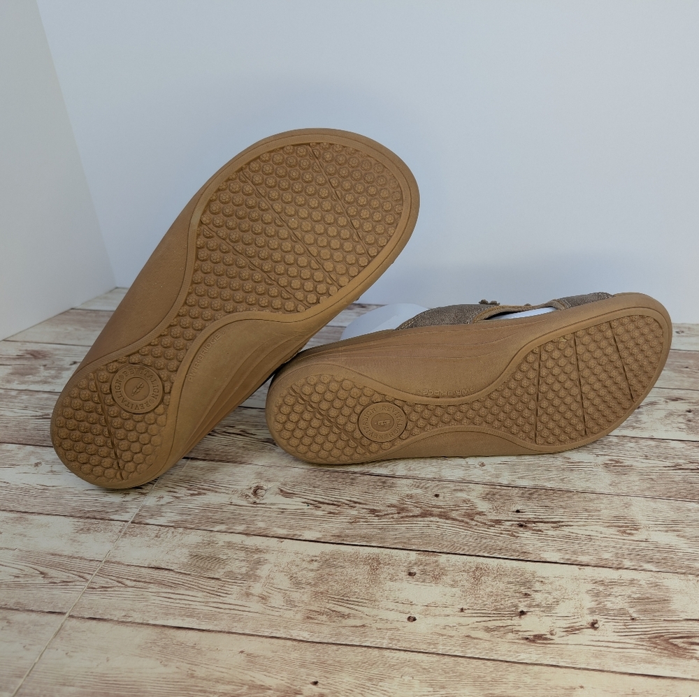 Revitalign Kholo Hampton "Bronze" Tan Velcro Strap Open Toe Slide Sandals 10 - Picture 12 of 13